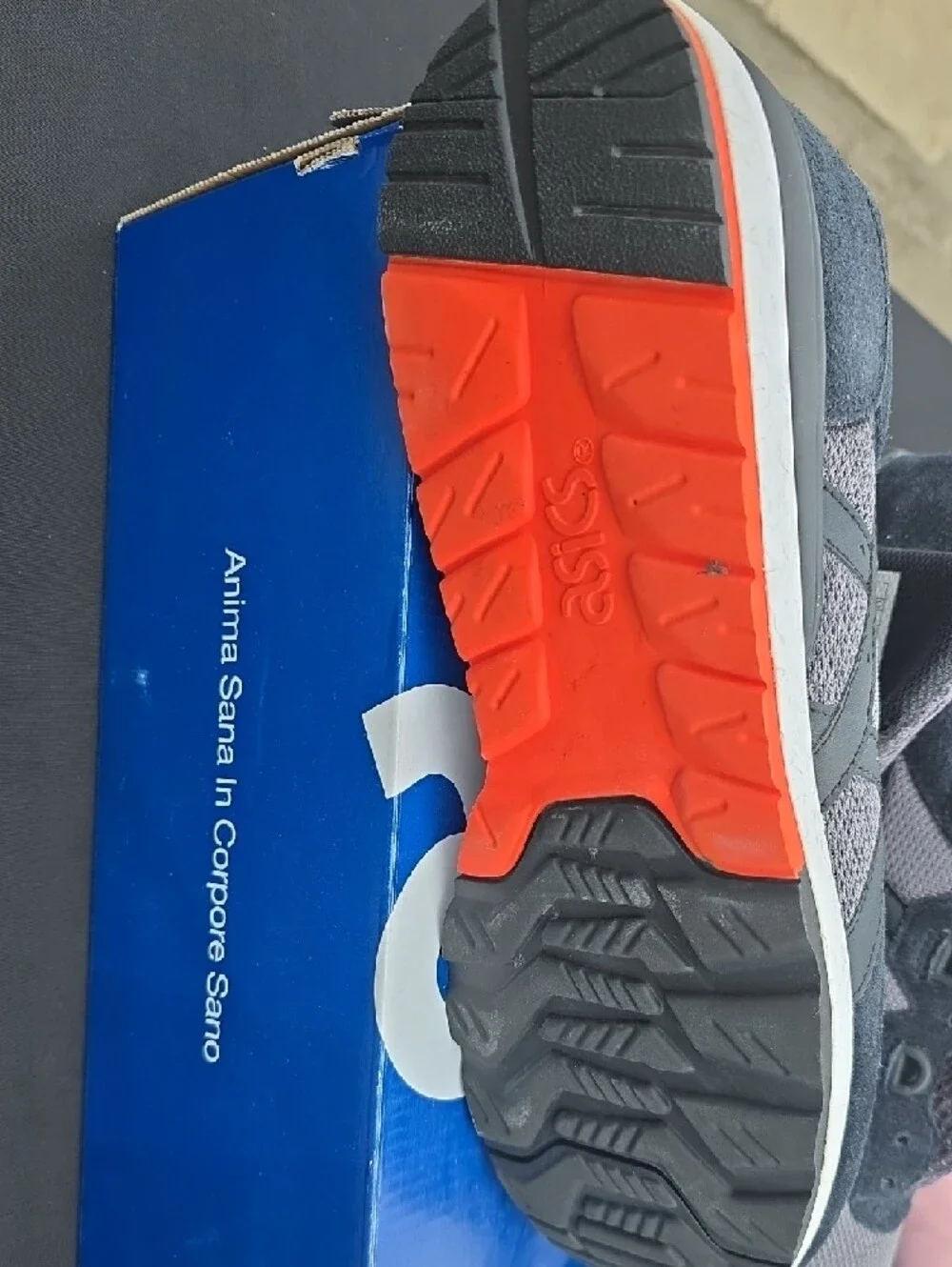 ASICS Mens Gray and Orange Mesh Suede Sneakers - Picture 3 of 3